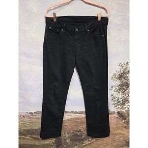 7 For All Mankind Jeans Womens 28 Black High Waist Cropped Straight Denim Pants